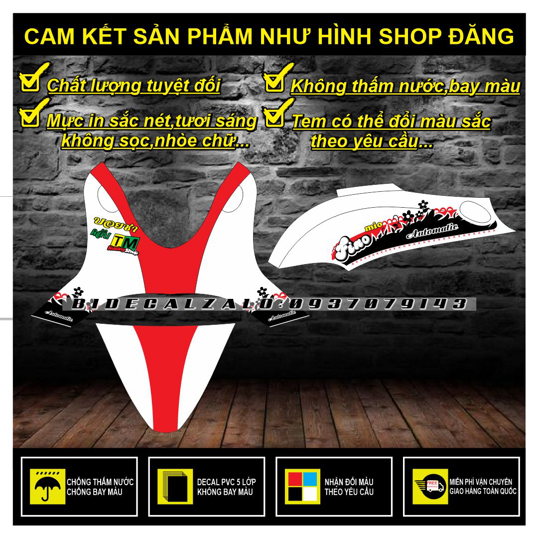Tem rời mio fino classico bông hoa phối trắng đỏ