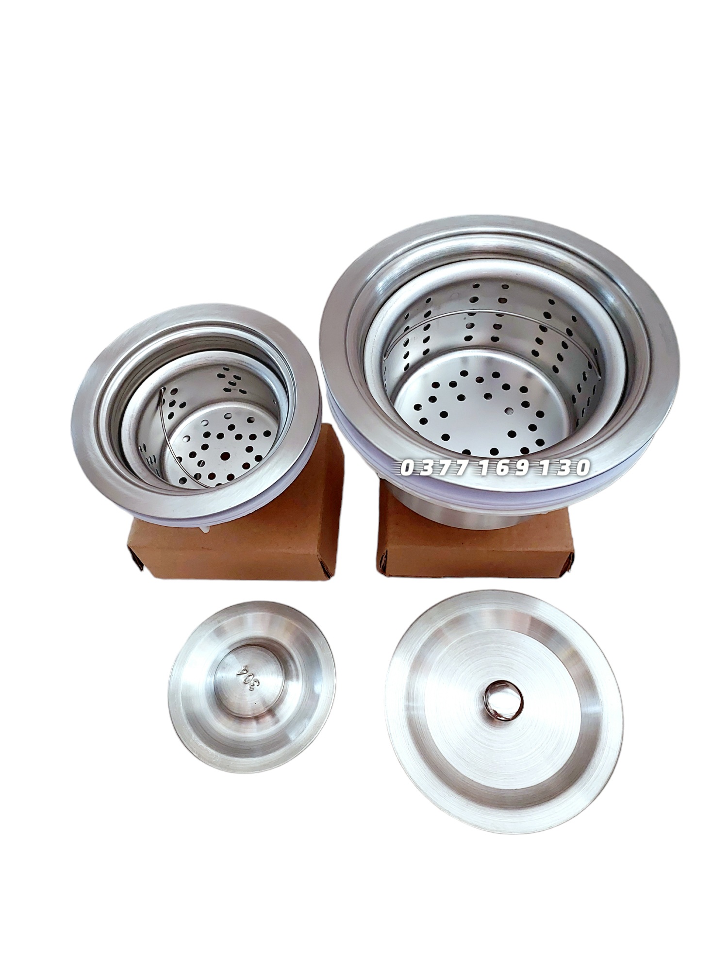 Bộ xả chậu rửa chén đôi 2 hộc phi 110mm, phi 140mm, bộ xả chén INOX cho chậu đá, chậu composite