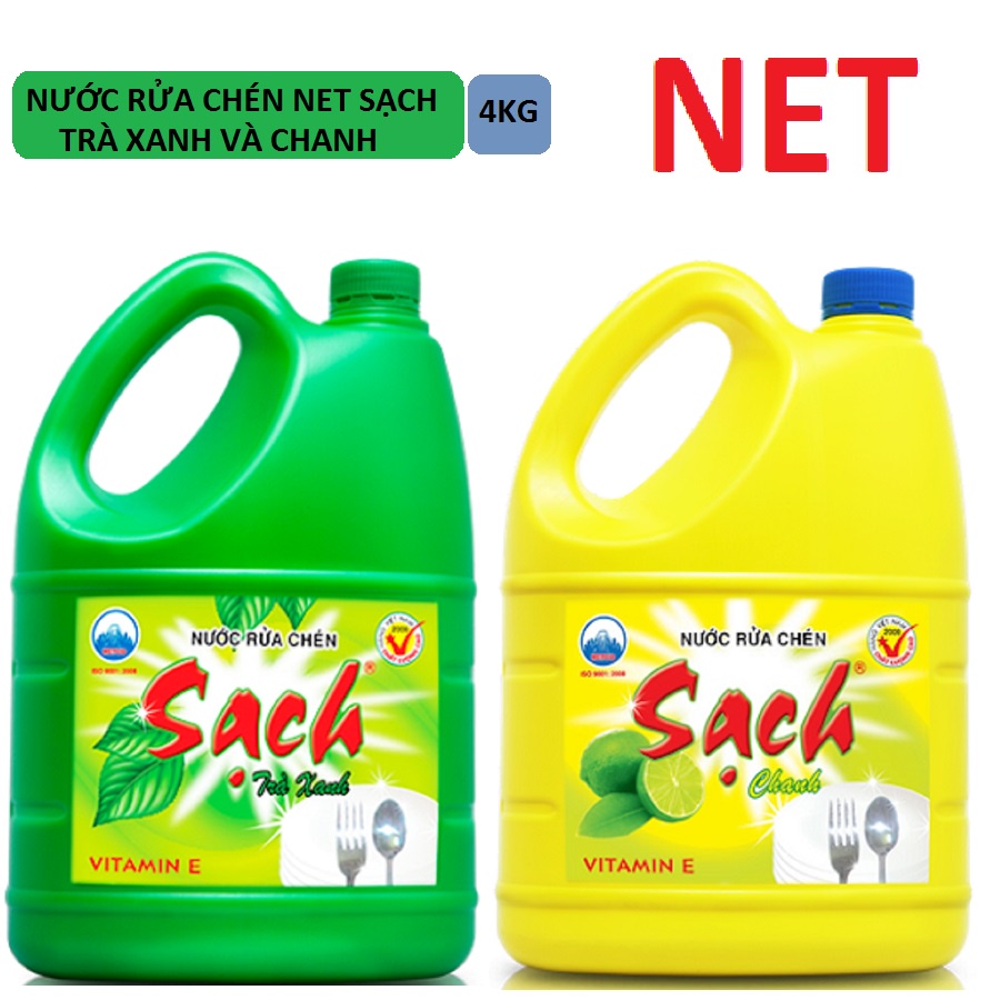nước rửa chén sạch chanh, sạch trà can 3.8kg