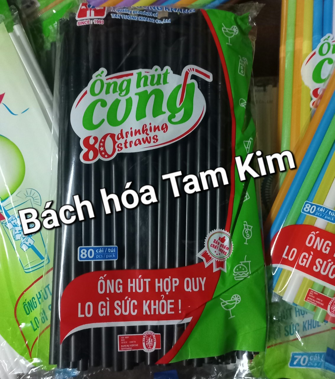 [Bịch 80 cây] Ống hút cong phi 6 - nhiều màu và màu đen