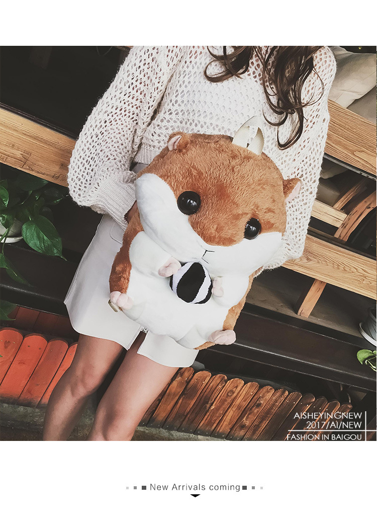 BALO NỮ THỜI TRANG THÚ BÔNG KIỂU DÁNG CHUỘT HAMSTER ÔM HẠT DẺ SIÊU DỄ THƯƠNG