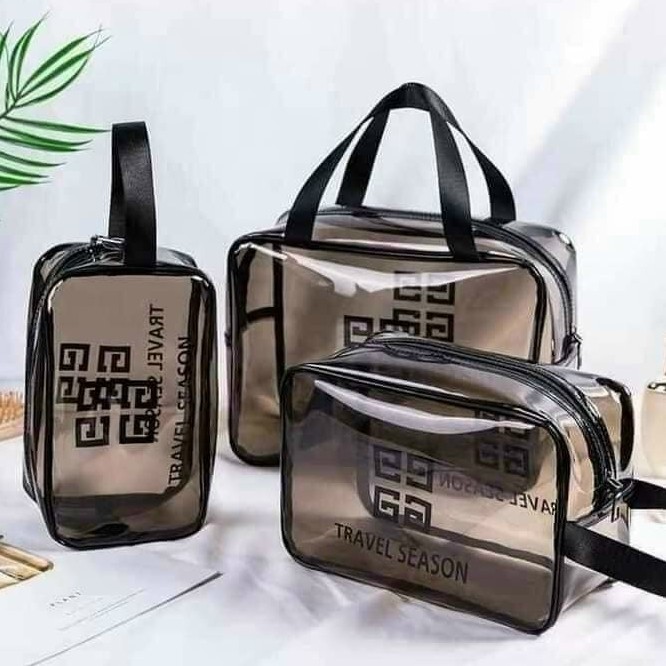 Set 3 túi trong suốt đựng đồ mỹ phẩm đồ dùng cá nhân túi chứa đồ cá nhân du lịch đa năng túi mỹ phẩm đa năng