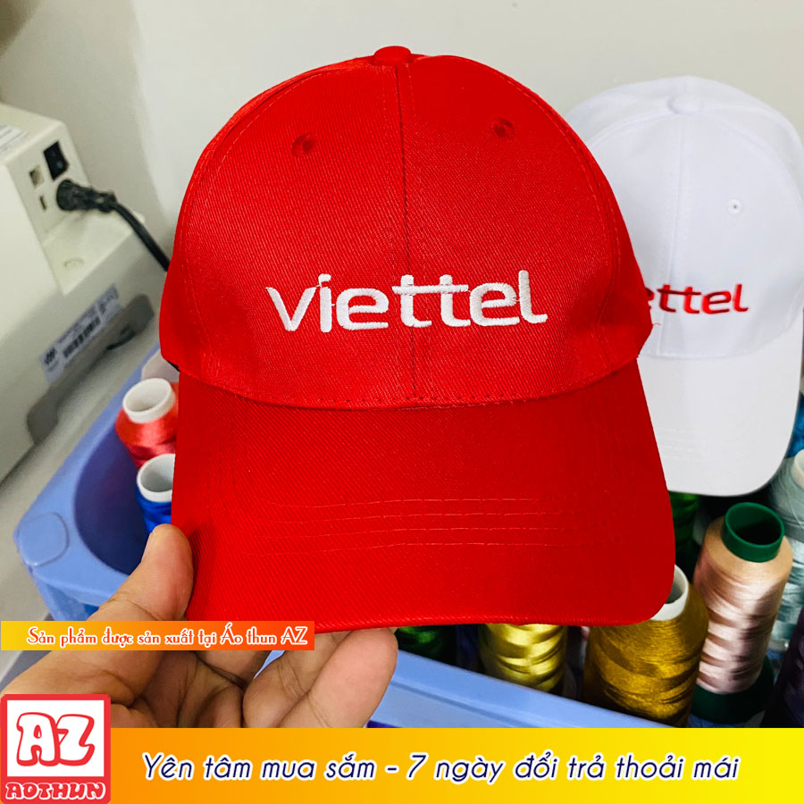 Nón kết thêu logo Viettel (kết thường, 3 màu đen trắng đỏ) AT42