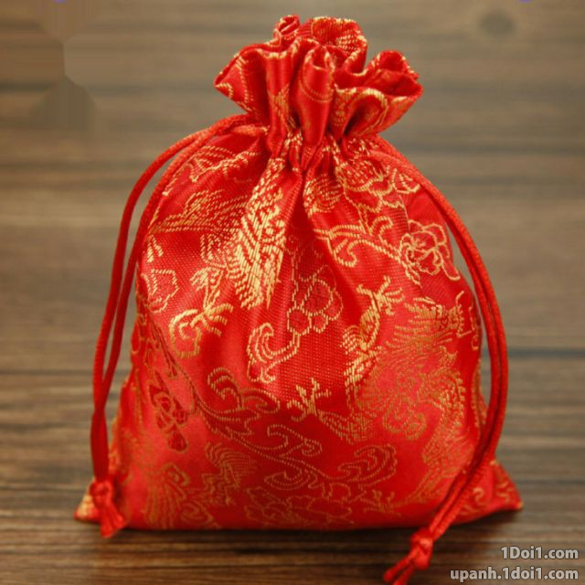 Túi gấm đỏ may mắn Long Phụng ( rồng phượng )