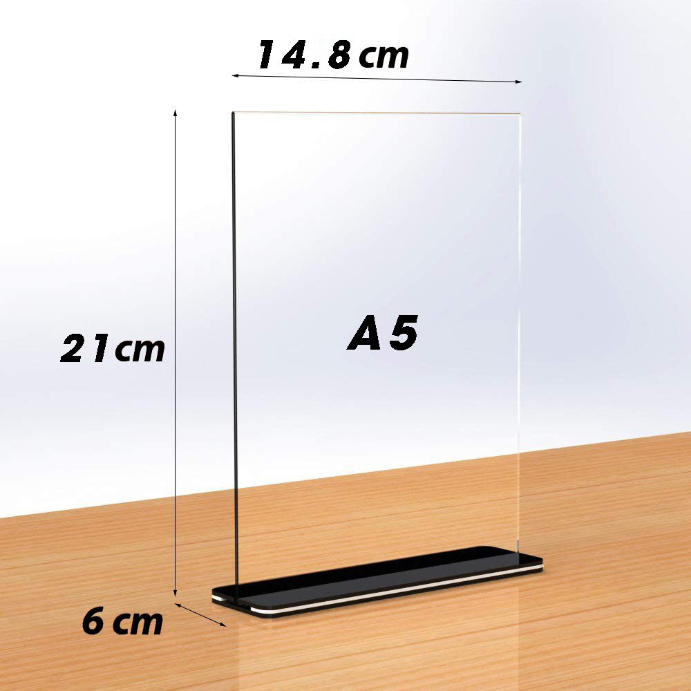 Menu mica A4,A5,A6,Kệ menu để bàn đế chữ T