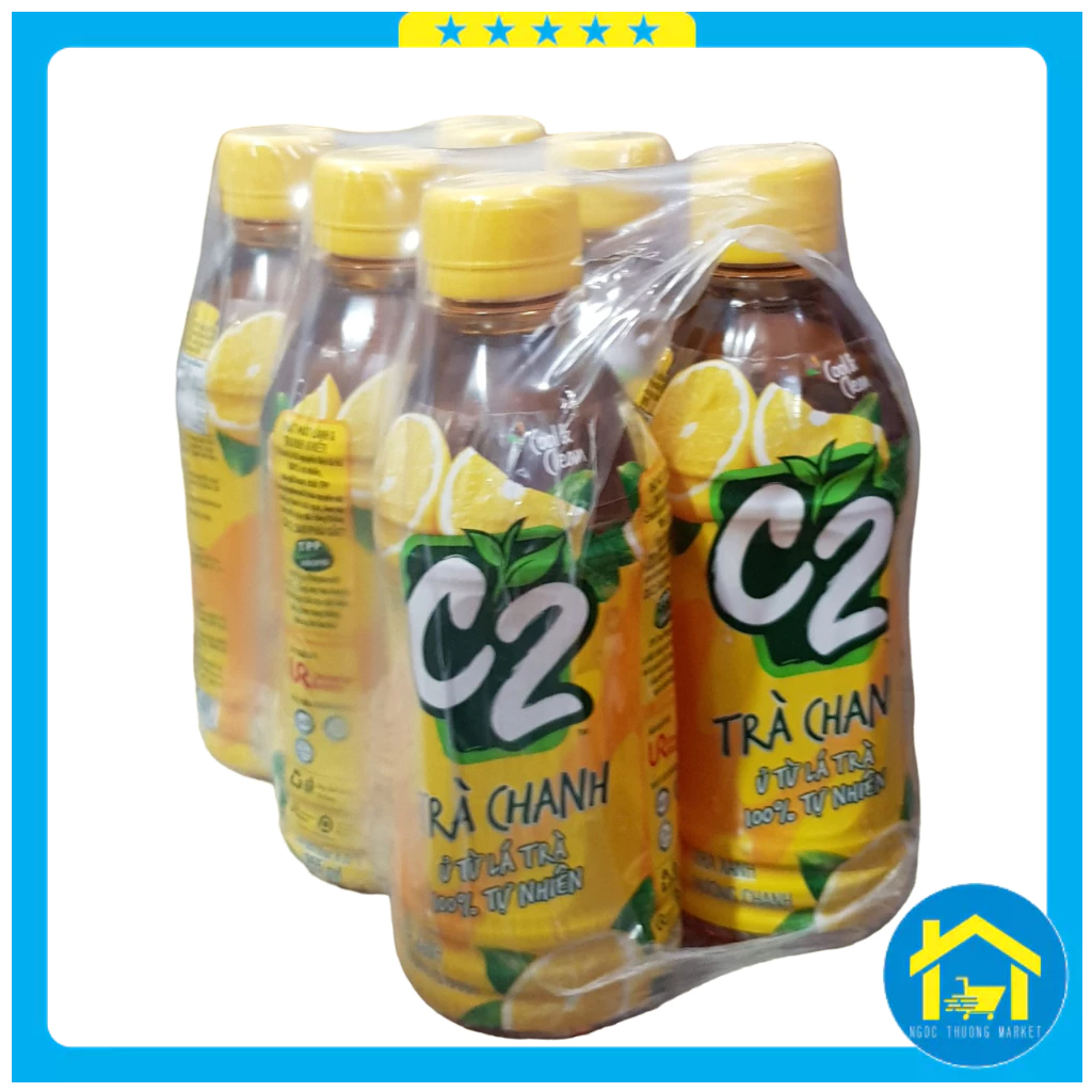 Lốc 6 chai - Trà C2 vị chanh & vị đào chai 355ml & 455ml
