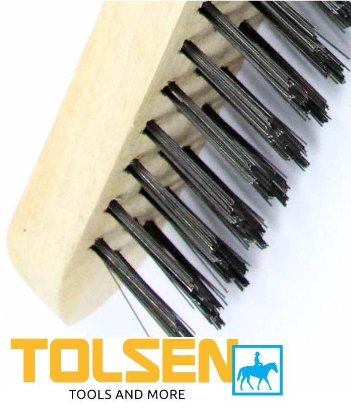 [HCM]Bàn Chải Sắt Thép Cán Gỗ 3 Hàng TOLSEN 32061