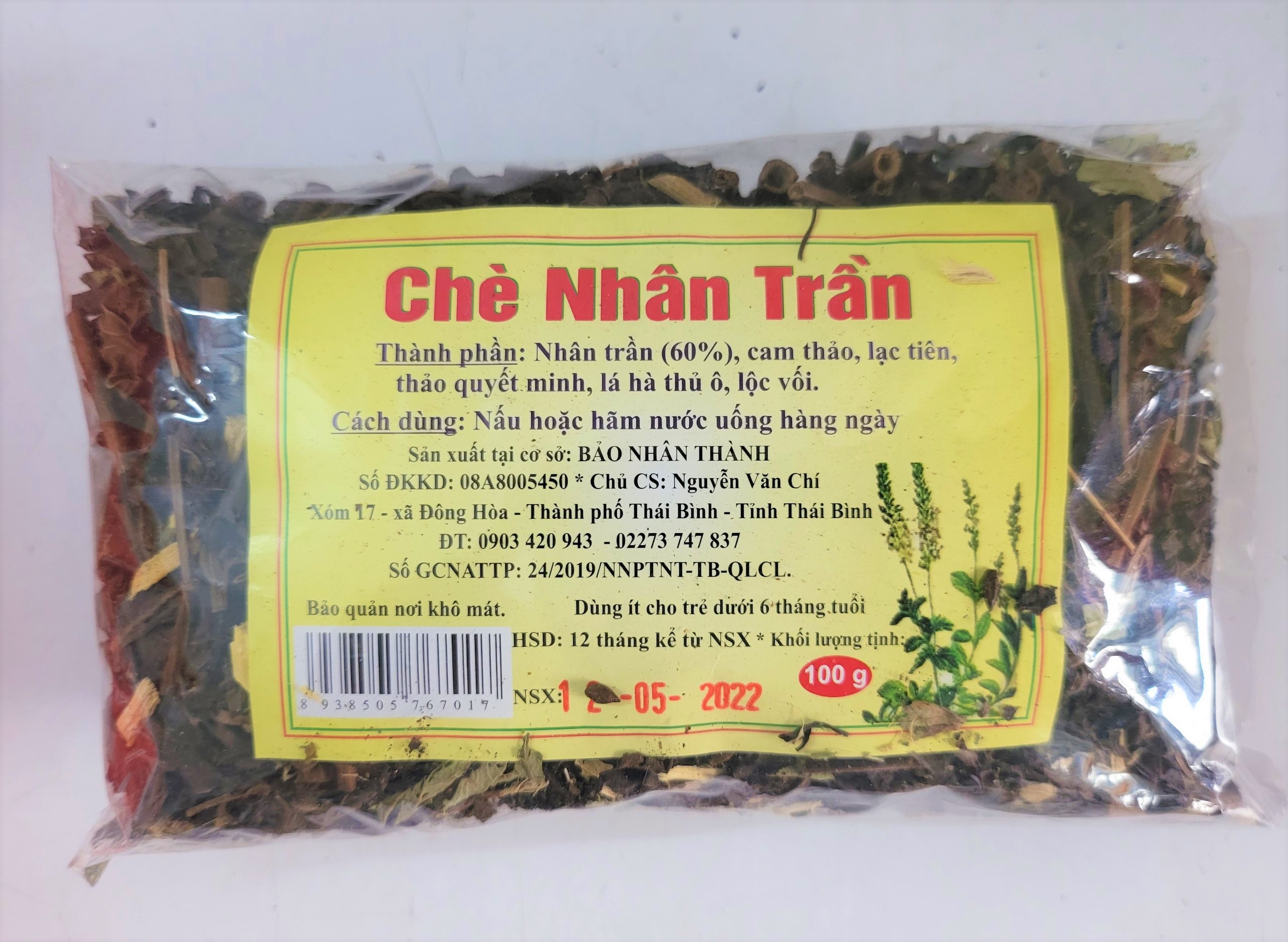 [Gói 100g] CHÈ NHÂN TRẦN (Trà lá) [VN] BẢO NHÂN THÀNH