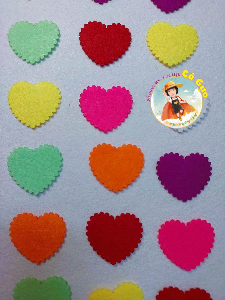 SET TRÁI TIM VẢI NỈ TRANG TRI MAM NON, THIEP