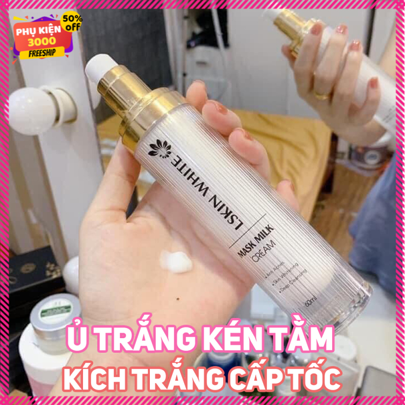 Ủ trắng kén tằm Lskin white dưỡng trắng da giảm mụn bọc, mụn ẩn, mụn cám, tri nám , tàn nhang , sạm dùng cho mọi loại da như da dầu, da khô , kích trắng cấp tốc hiệu quả - u trang ken tam - u trang - kich trang da gia re giá rẻ
