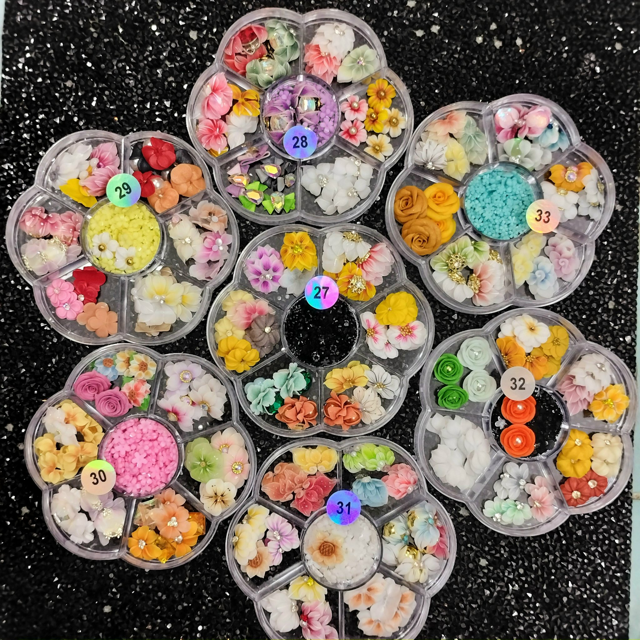 Hoa Bột Nails Trang Trí Đính Móng Tay - Khay Mix 36 Bông