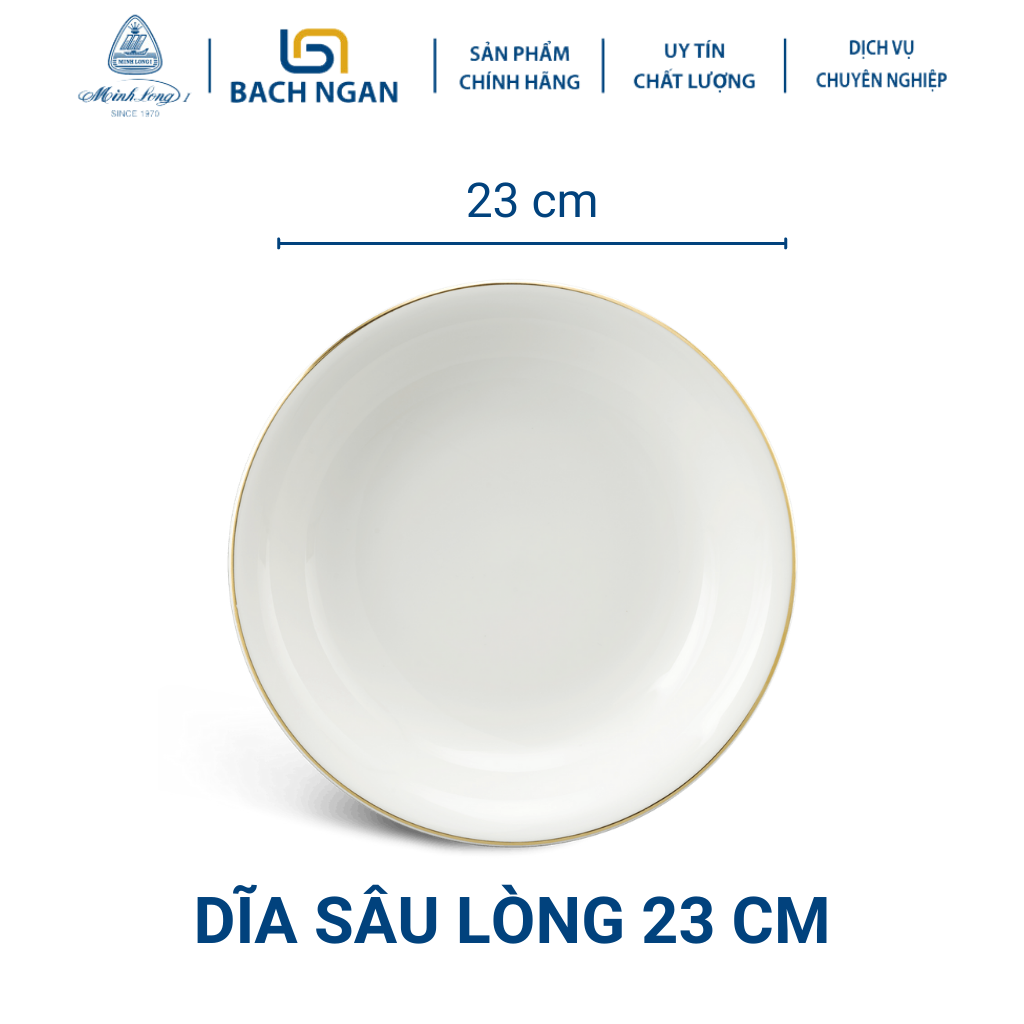 Dĩa sâu lòng Minh Long 23 cm Daisy IFP Chỉ Vàng