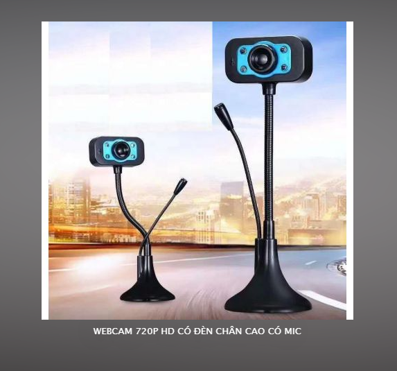Webcam 720p hd có đèn chân cao có mic