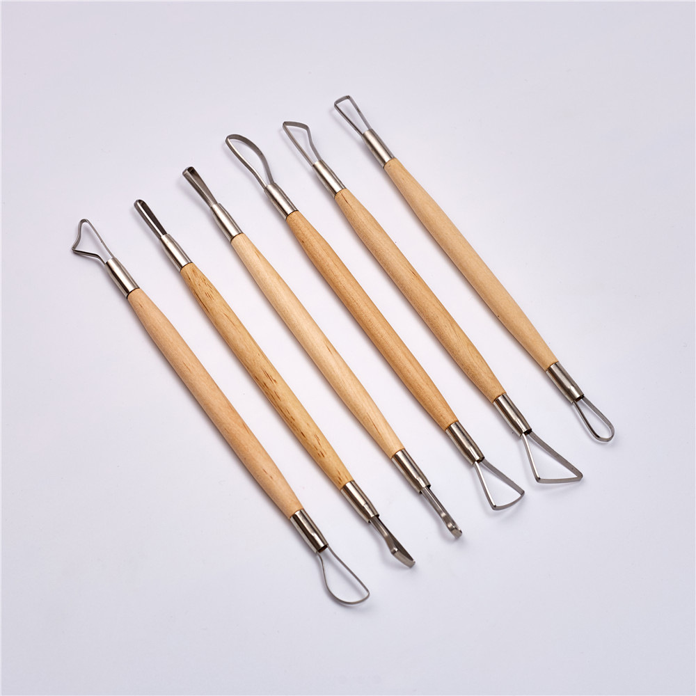 Bộ 6 dụng cụ điêu khắc đất sét cào đầu dẹp