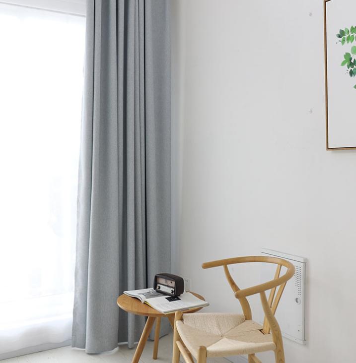 Rèm vải dày treo cửa chống nắng tốt 99% (có sẵn khoen) - MÀU TRƠN PASTEL XÁM NHẠT