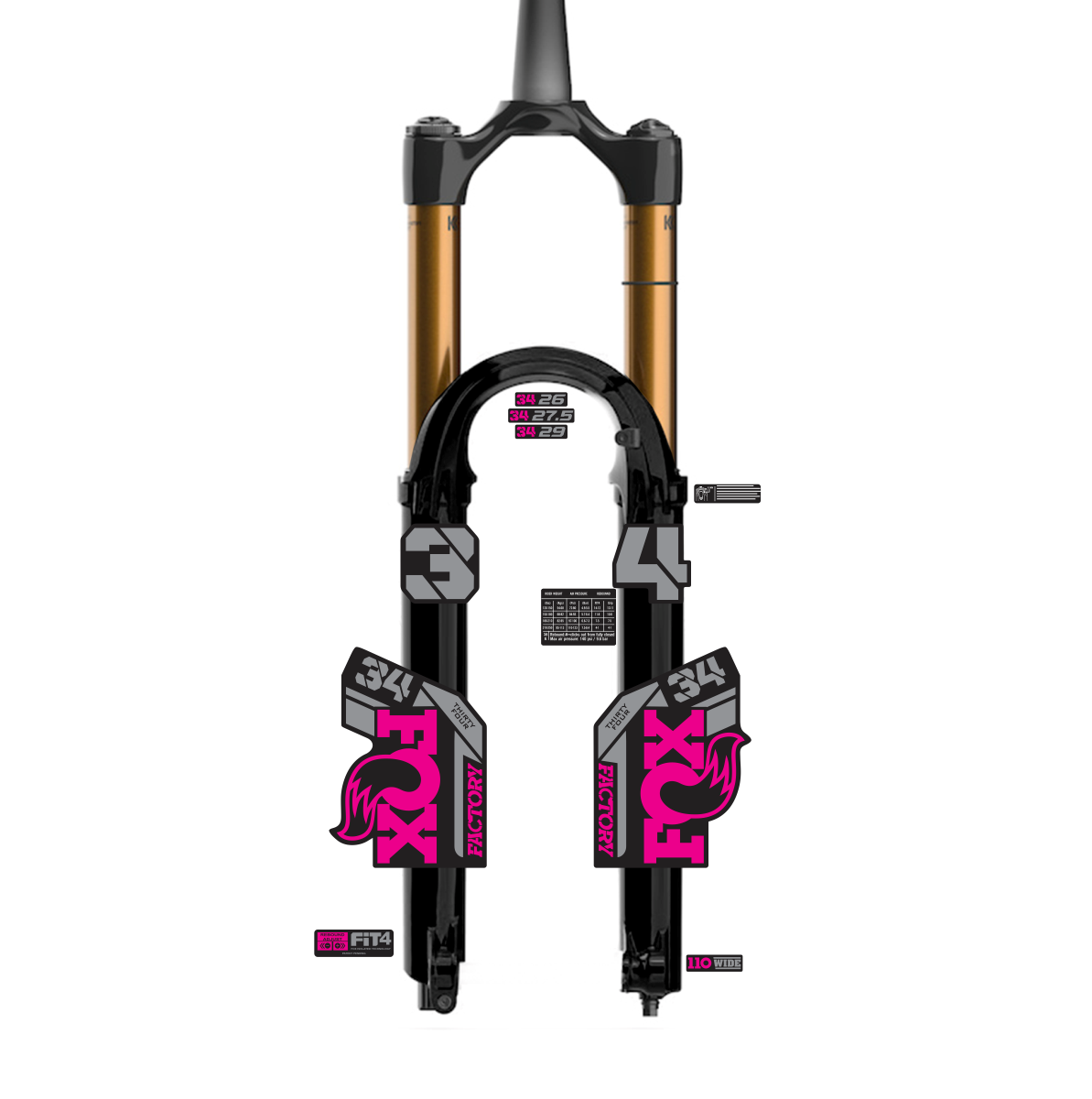 tem decal dán phuộc xe đạp địa hình Fox kashima  34 2022 | cheetahdecals.com