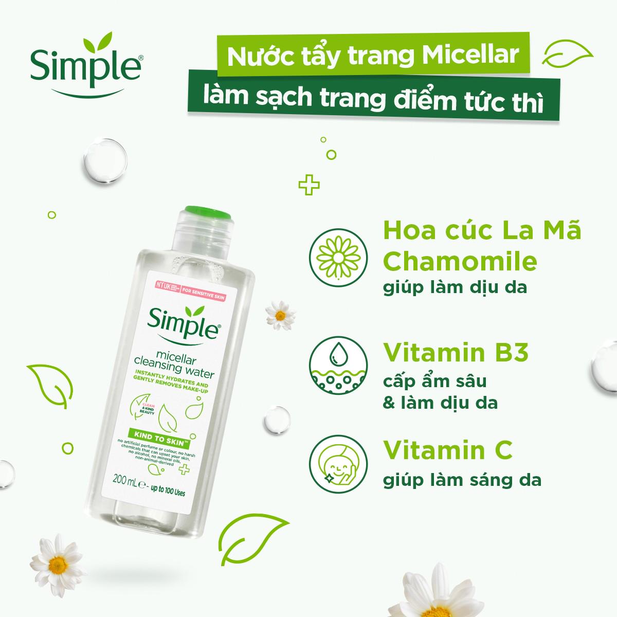 Nước Tẩy Trang Simple Micellar Cleansing Water 200ml