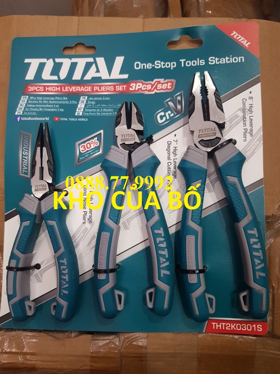 Bộ 3 kềm răng, cắt và nhọn total tht2k0301 bộ kìm răng, kìm cắt và kìm nhọn 3 chi tiết, chất liệu thép cr-v, đen bóng