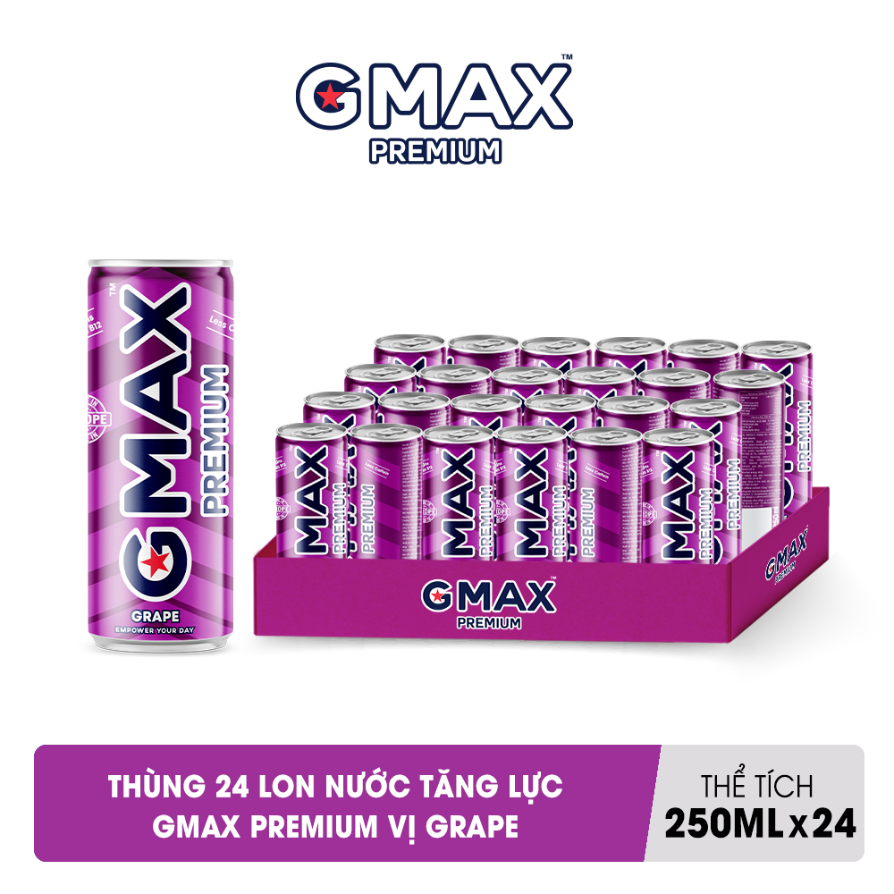 Thùng 24 lon nước tăng lực Gmax Premium vị Classic