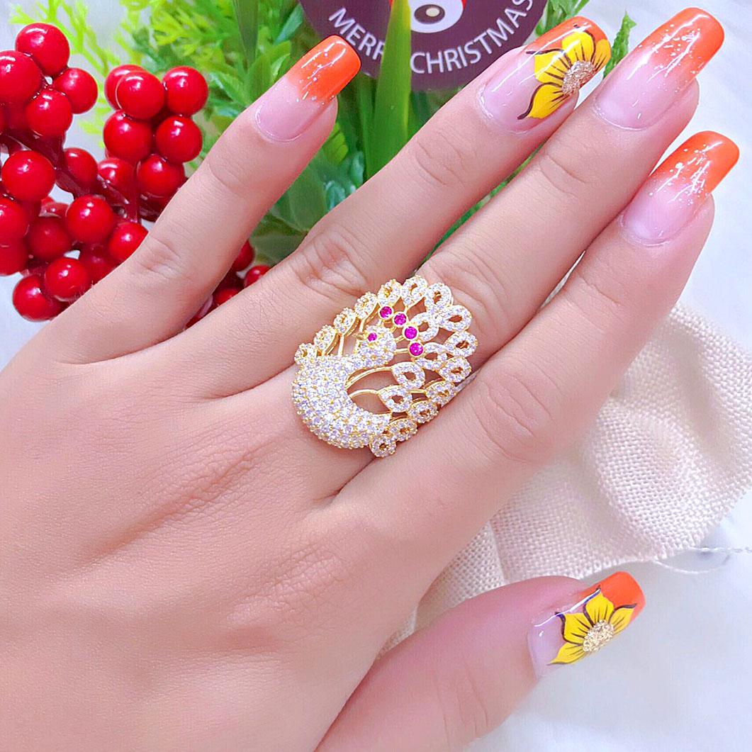 Nhẫn Nữ Thời Trang Chim Công Dễ Thương Mẫu N156- 140 Mạ Vàng  - Tubi Cony - Đổi Trả Trong Vòng 07 Ngày - Tặng Kèm Hộp Trang Sức