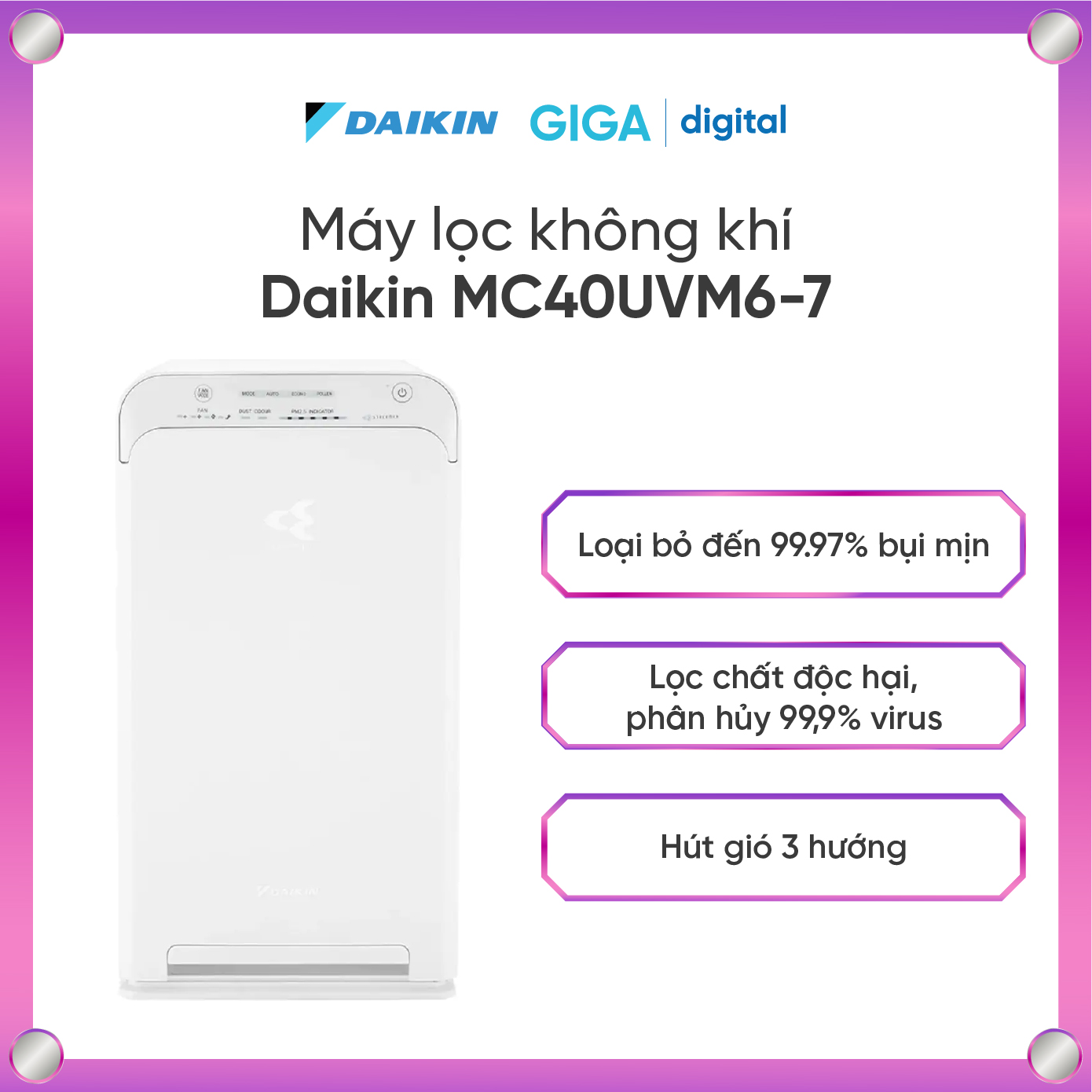 Máy lọc không khí daikin mc40uvm6-7 | phin lọc sử dụng 10 năm | chính hãng