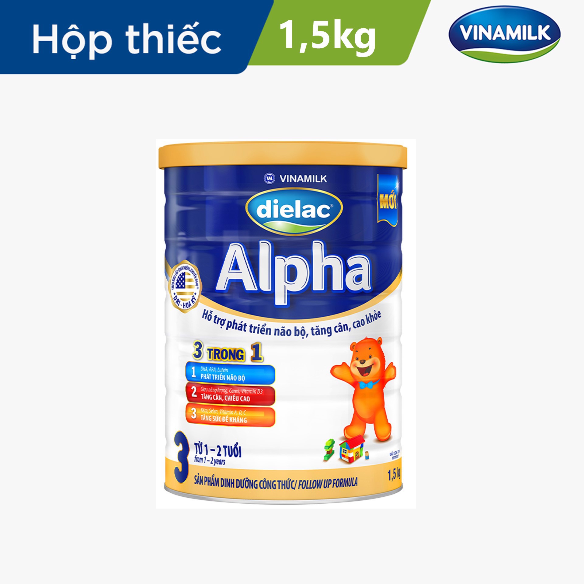 Dielac Alpha 3 Powdered Milk - 1.5kg Can (for Babies from 1 - 2 Years Old)