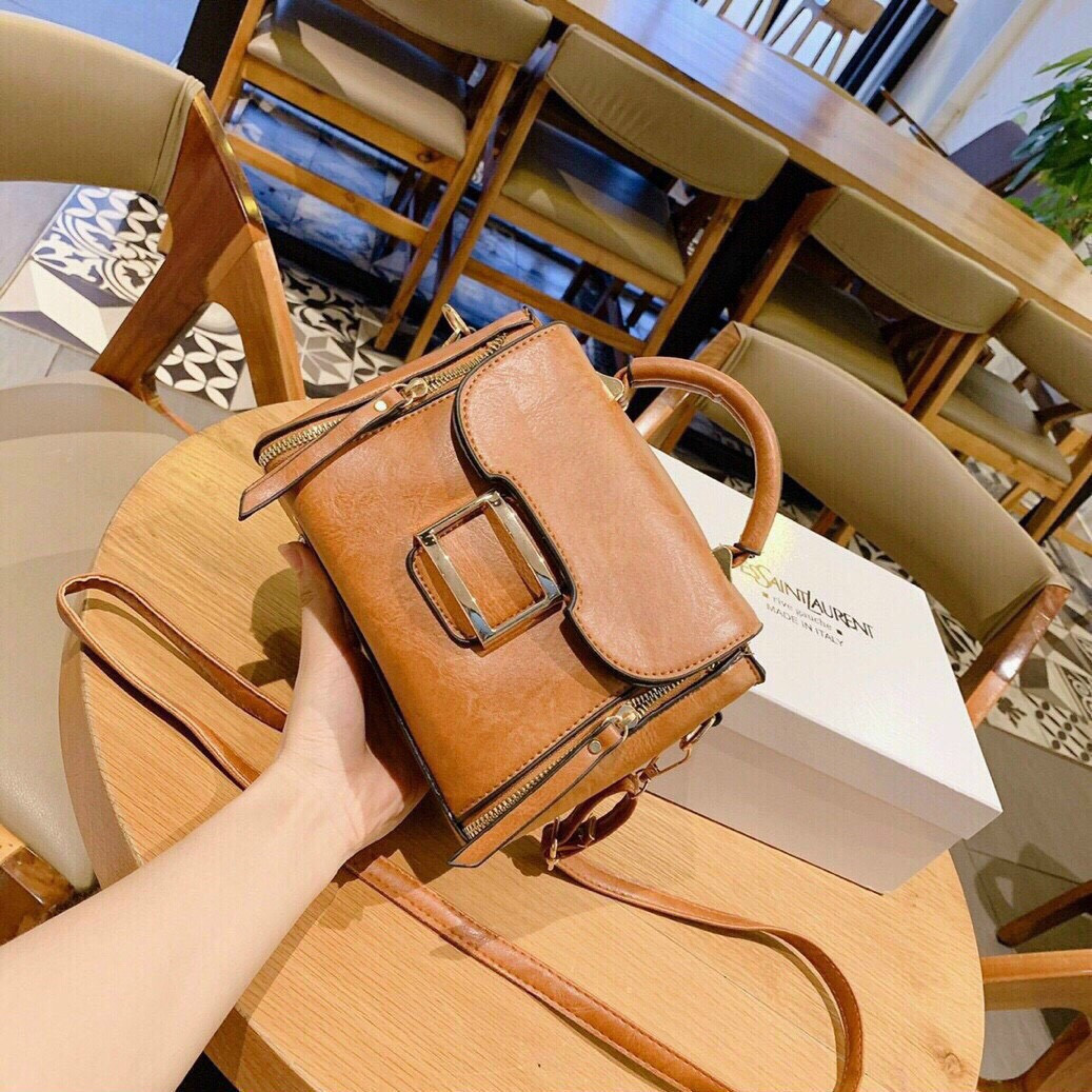 Túi Xách Nữ Đeo Chéo Mác Cong Sẻ Sườn Da Mềm