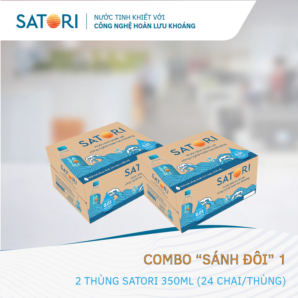 Combo 2 Thùng Nước Tinh Khiết Hoàn Lưu Khoáng SATORI 350ml 24 Chai Thùng