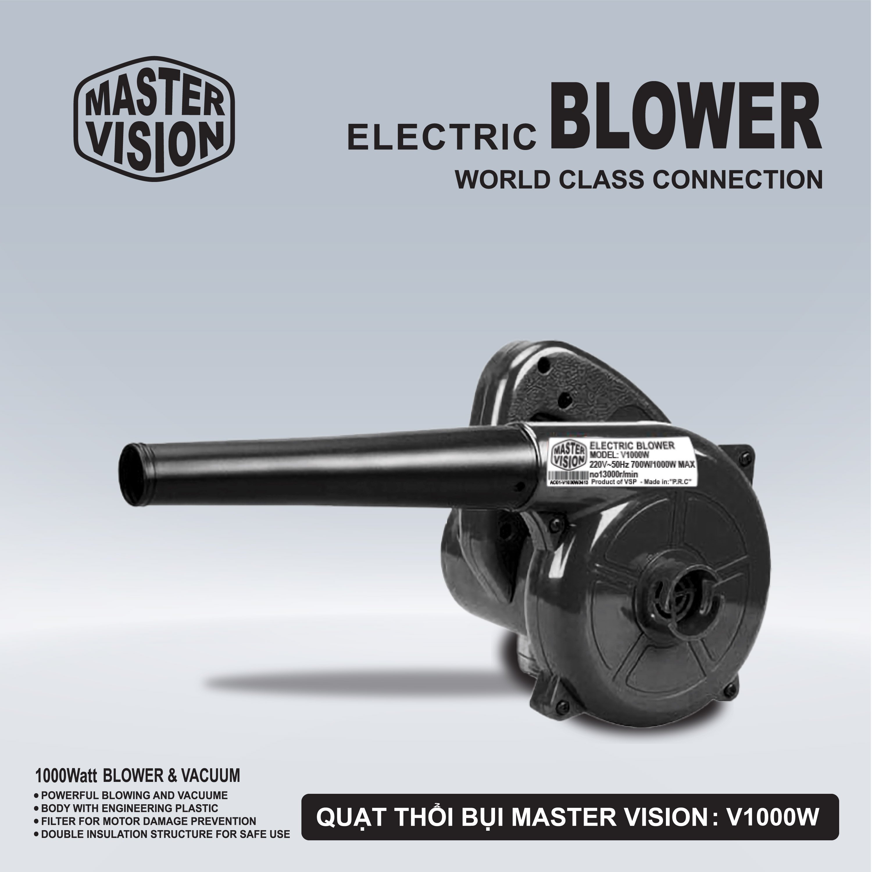 Quạt Thổi Bụi Master Vision V1000W (New 2022) (Quạt chuyên hút và thổi bụi Phòng Net)