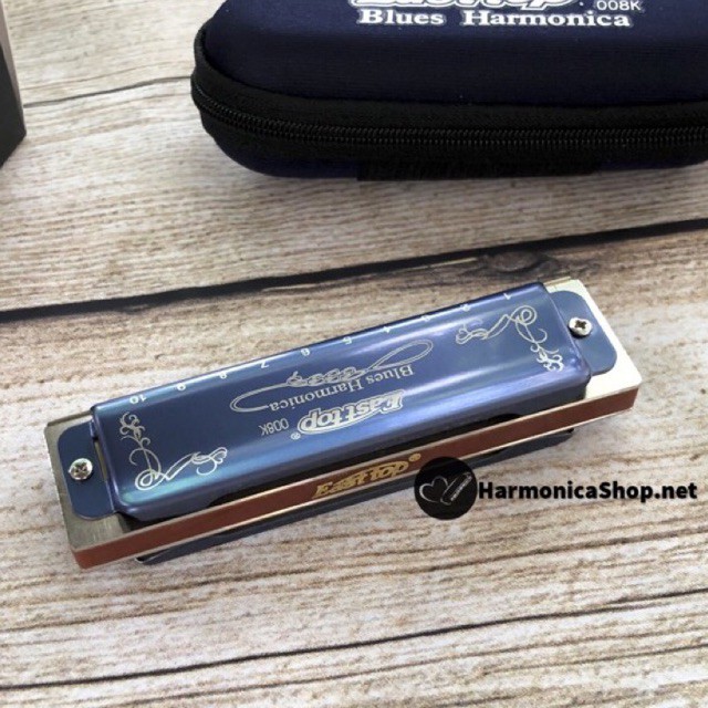 🎵Kèn Harmonica 10 lỗ🎶 Diatonic Easttop T008K Blue (Xanh)