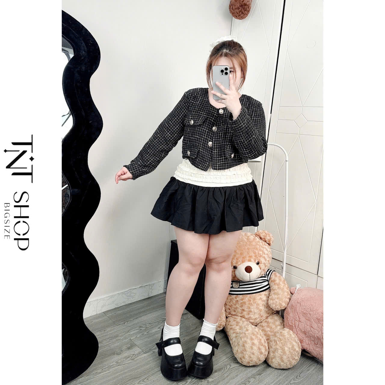 ÁO KHOÁC DẠ TWEED NẮP NÚT [TNT SHOP BIGSIZE 60KG 90KG] Nữ Women