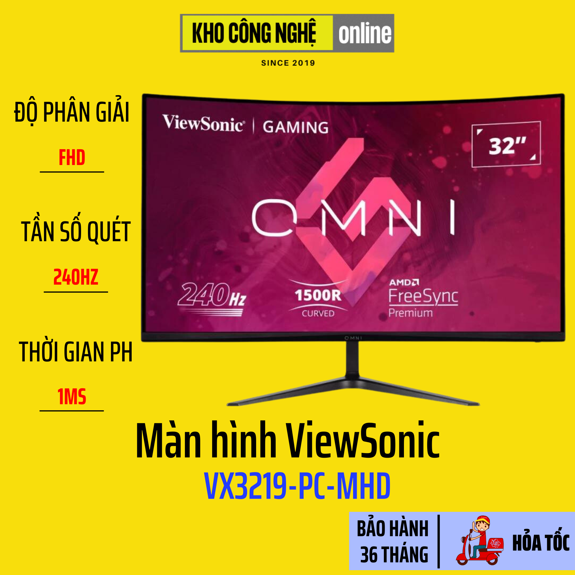 Màn hình cong ViewSonic VX3219-PC-MHD 32 inch, VA, 240Hz, 1ms, Adaptive Sync (Hàng Chính Hãng)