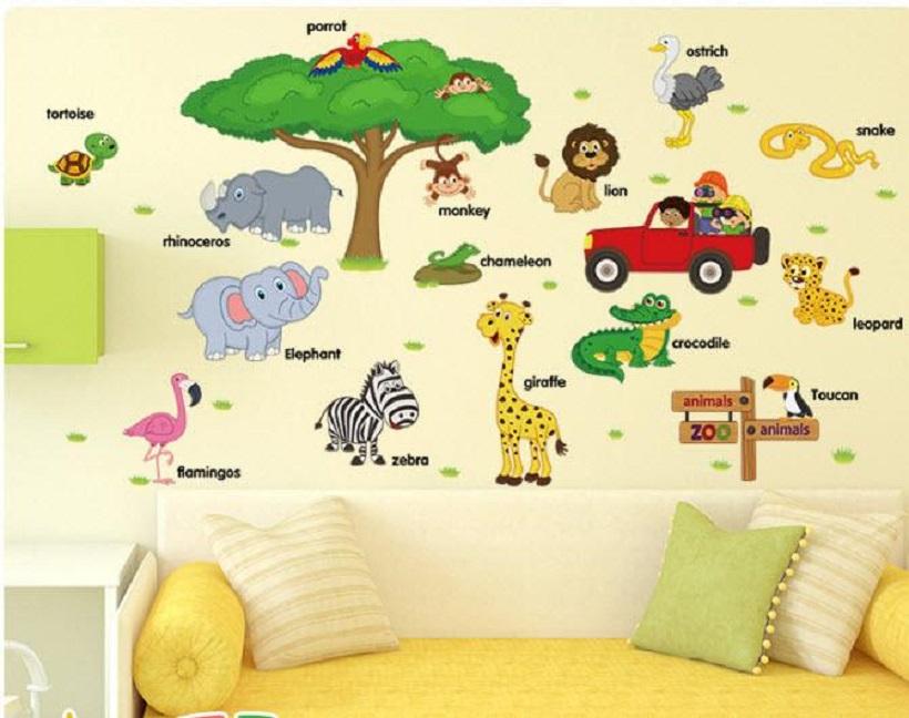 [HCM]Decal dán tường sở thú kèm tiếng anh