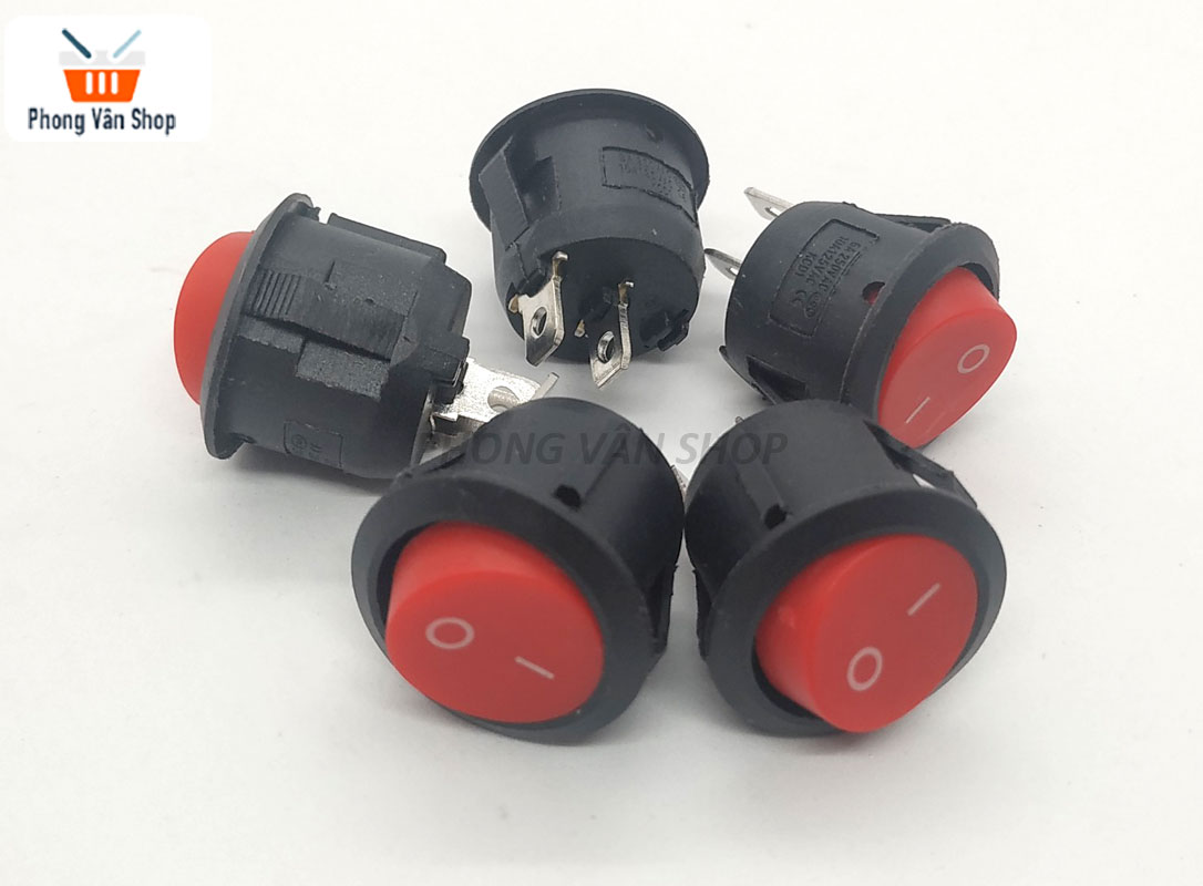 5 Công tắc bập bênh tròn đỏ - ON-OFF - 2 chân - mẫu 2