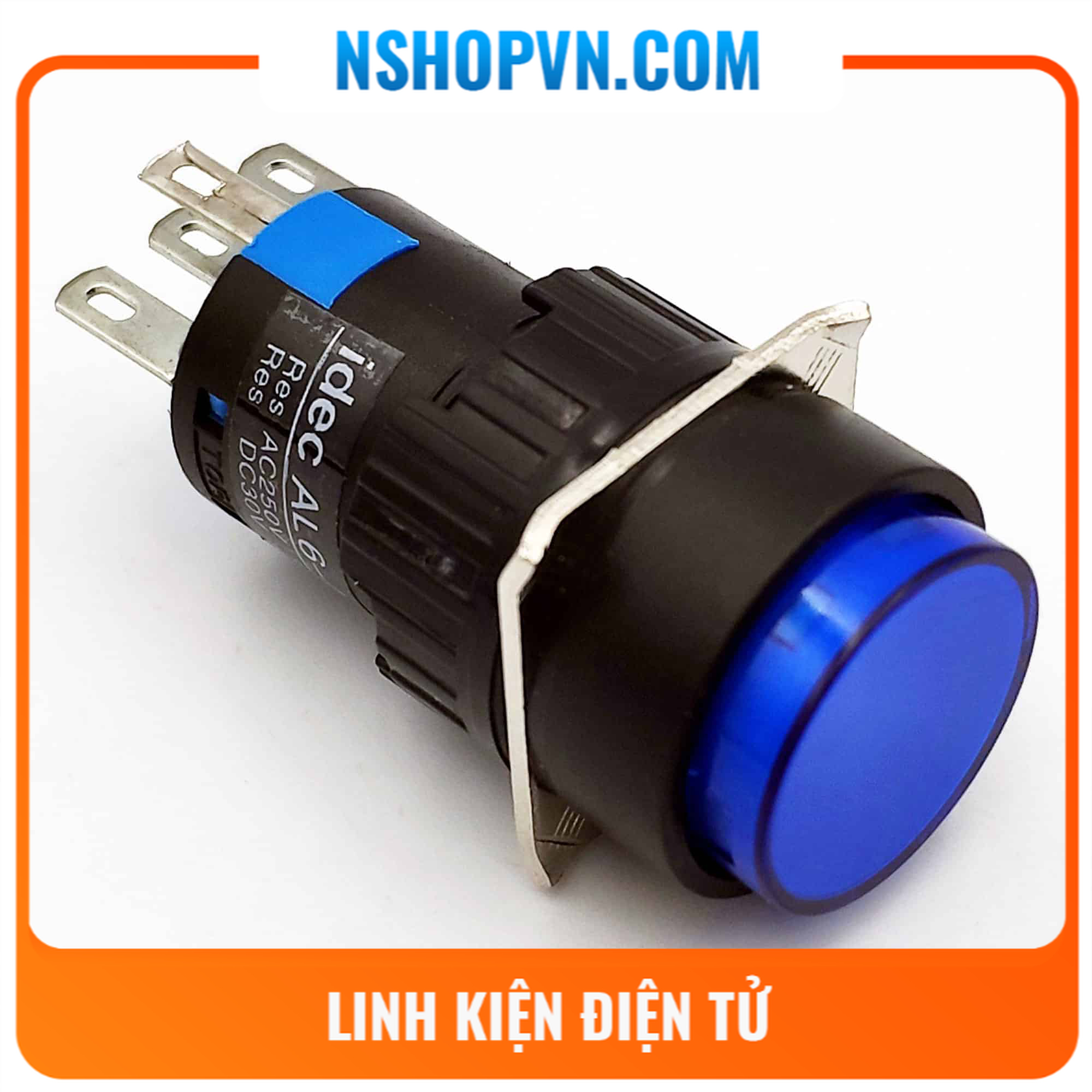 Nút nhấn có đèn al6-m 12v màu xanh dương