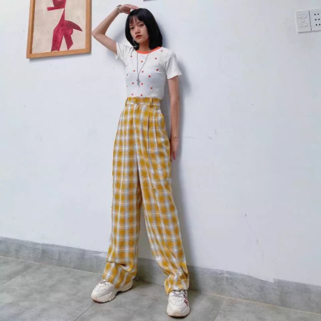 QUẦN KẺ ỐNG SUÔNG_ CẠP KHÓA XMTH