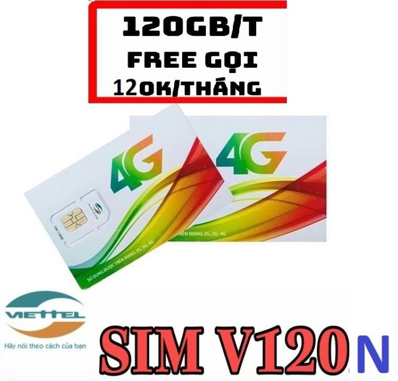 Sim V120N - 4GB/Ngày VIETTEL 4G -Miễn Phí Nghe Gọi Nội Mạng, Ngoại Mạng - Hàng Chính Hãng