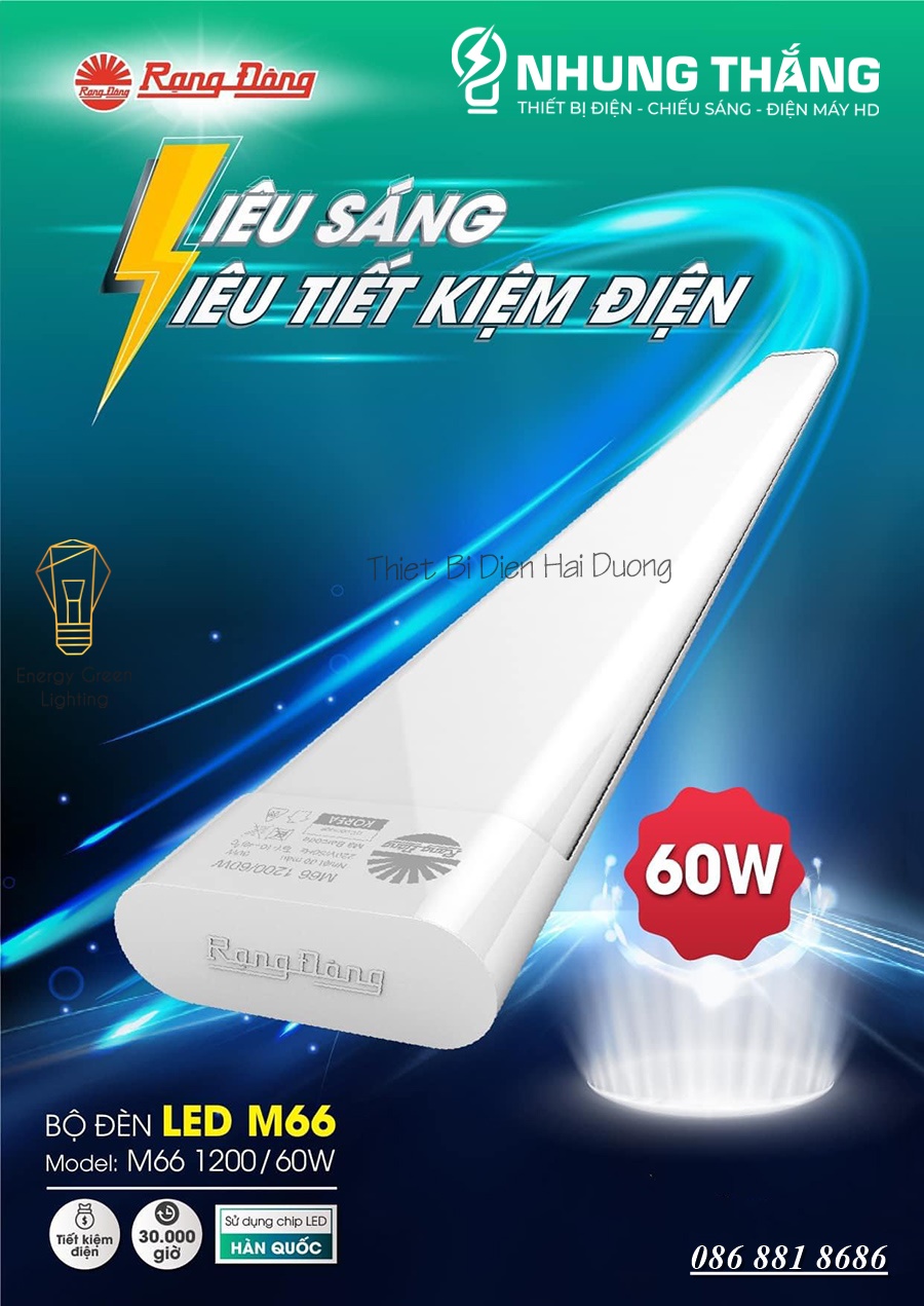 Tuýp Bán nguyệt Rạng Đông M36 0.6m 20w - 1.2m 40w - Ánh Sáng Trắng - 3 Chế Độ Ánh Sáng -  Siêu Sáng - Siêu Tiết Kiệm Điện - Bảo Hành 2 Năm