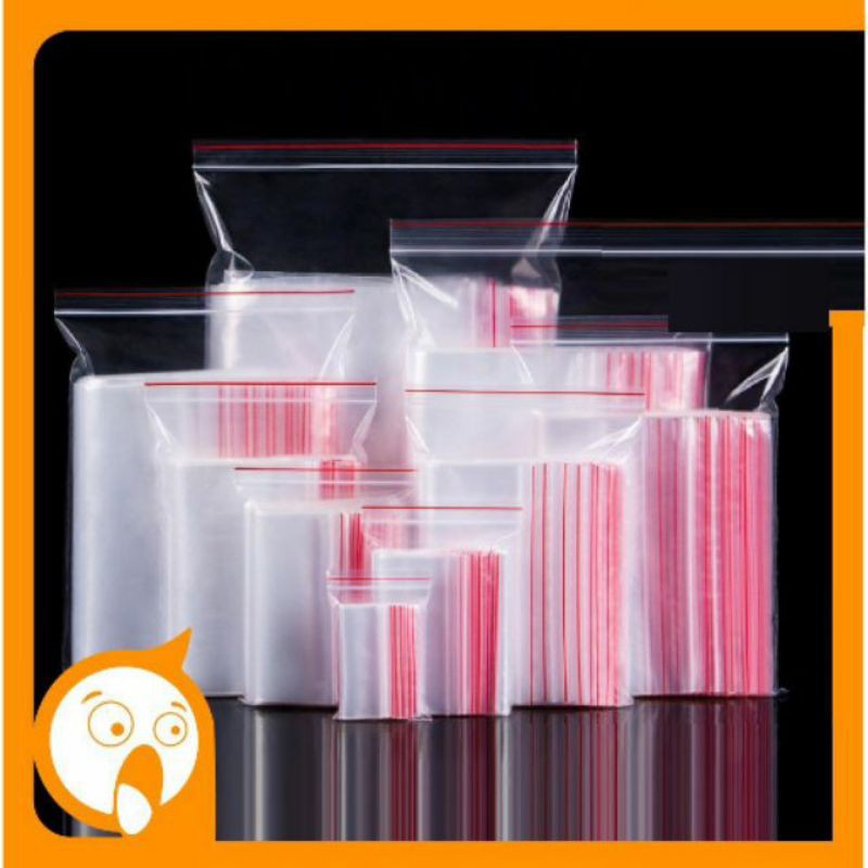 100g Túi zip chỉ đỏ ( túi zip viền đỏ ) đủ size từ 1 đến 10
