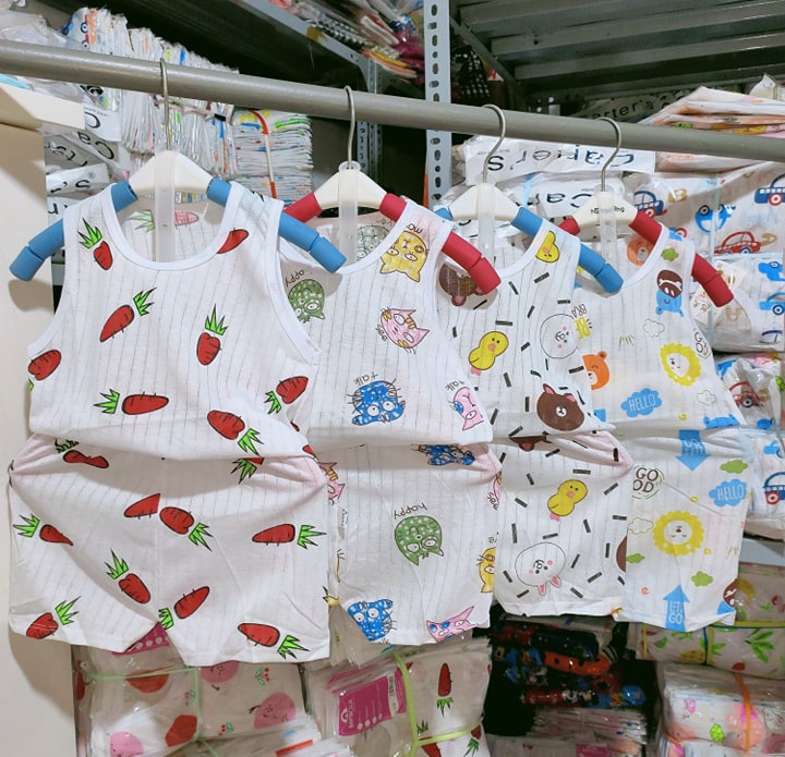 combo 5 bộ cotton giấy sát nách cho bé (size 4-12kg)