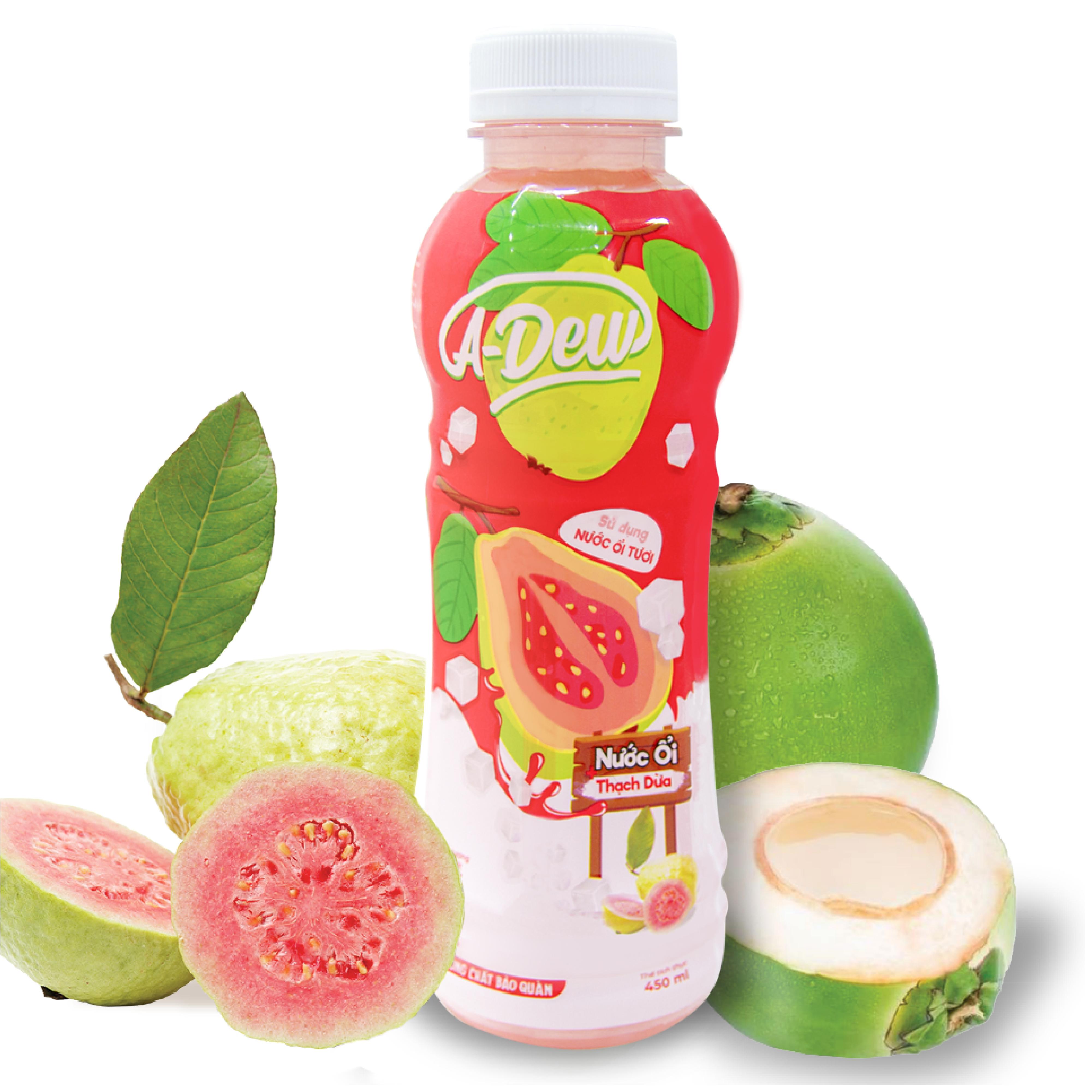 Nước Trái Cây Ổi Thạch Dừa A-Dew Chai 450ml - Lốc 6 Chai