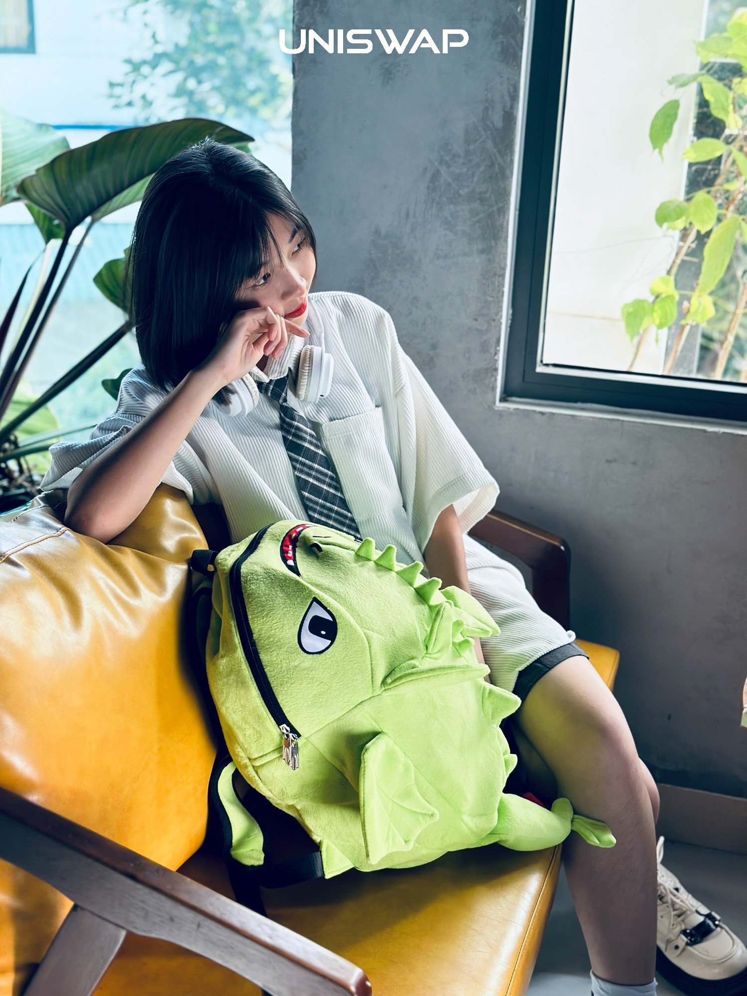 Balo hình con rồng dễ thương màu xanh lá