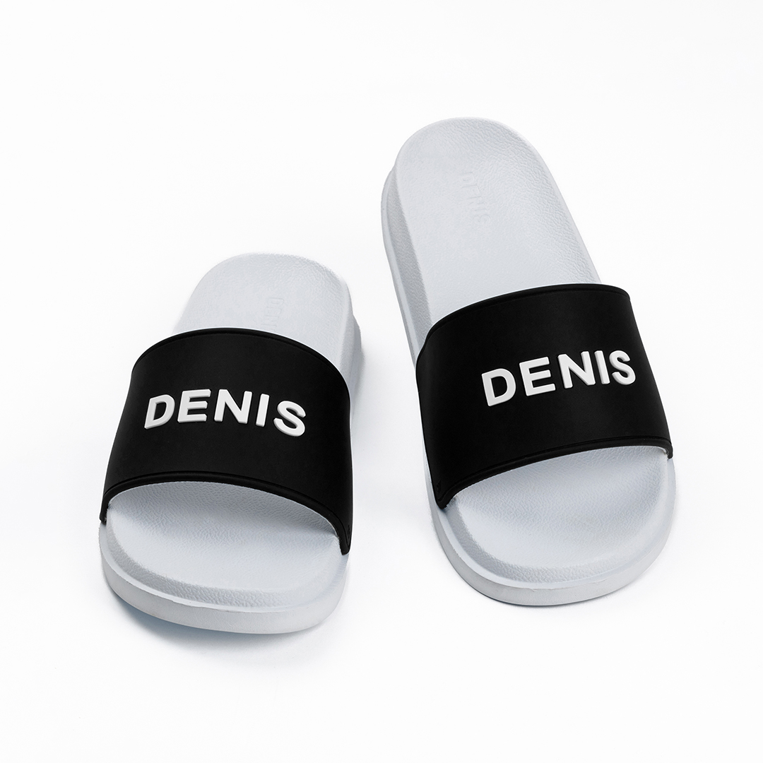 Dép quai ngang Denis Unisex Slipper Màu Đen phối Trắng Basic DN06
