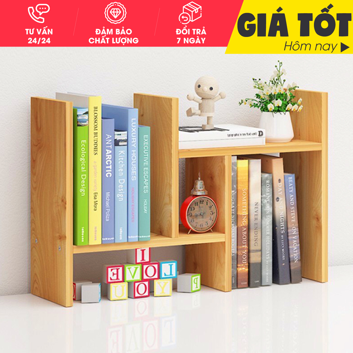 Kệ Sách, Giá Sách, Kệ Sách Để Bàn 12mm - Giá sách để bàn bằng gỗ ,kệ sách mini - kệ sách lắp ghép Kệ Sách, Kệ Sách Mini Cao Cấp 5 Tùy Chỉnh Xếp Đặt
