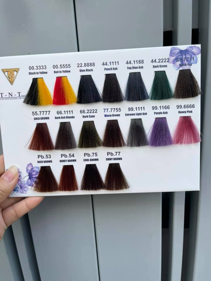 Hãy cập nhật bảng màu nhuộm tóc TNT để tìm kiếm những màu sắc mới nhất cho kiểu tóc của bạn. Bảng màu đa dạng và phong phú, cho bạn sự lựa chọn vô tận để thay đổi phong cách.