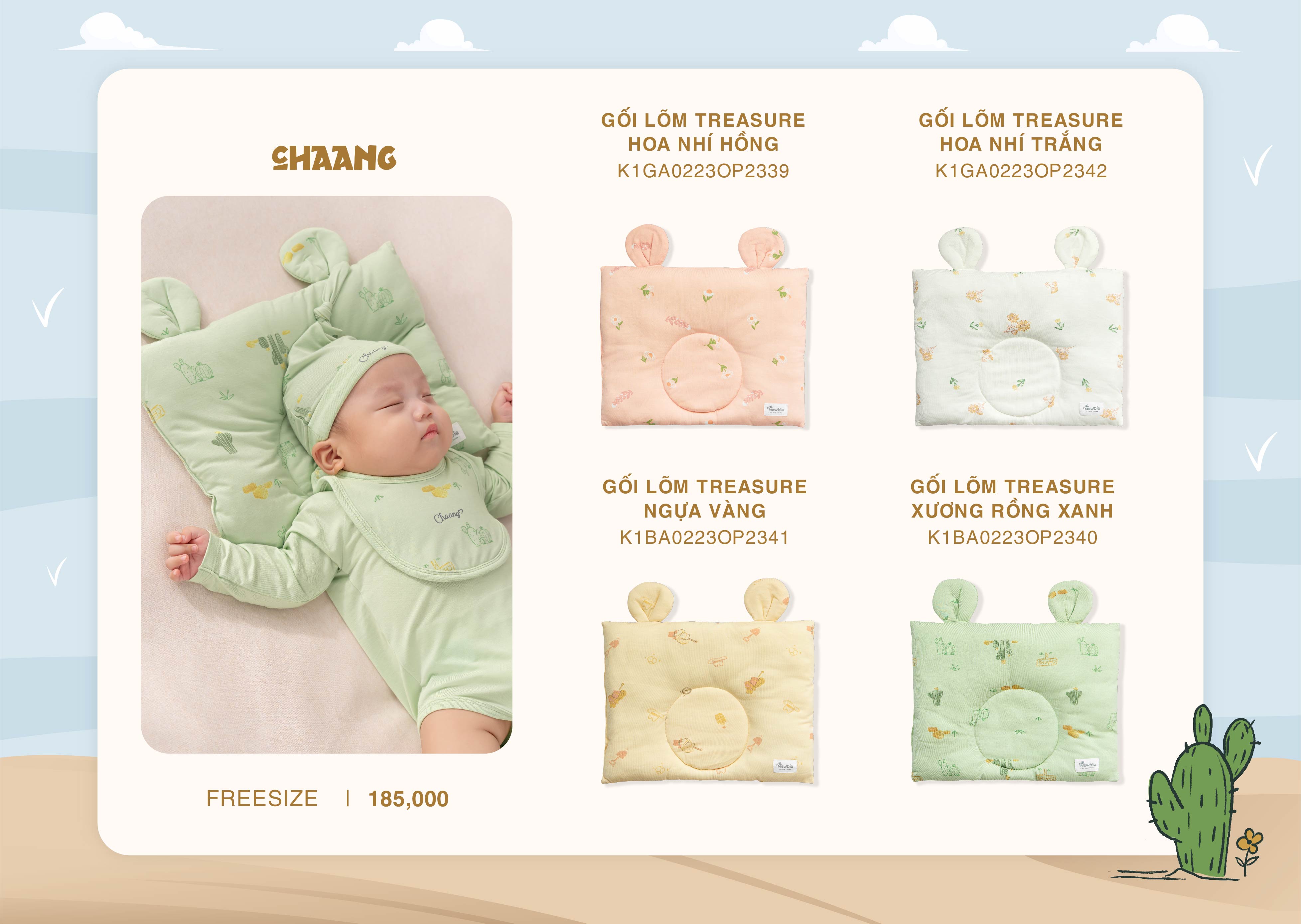 [CHAANG] Gối lõm cho bé sơ sinh Treasure Chaang