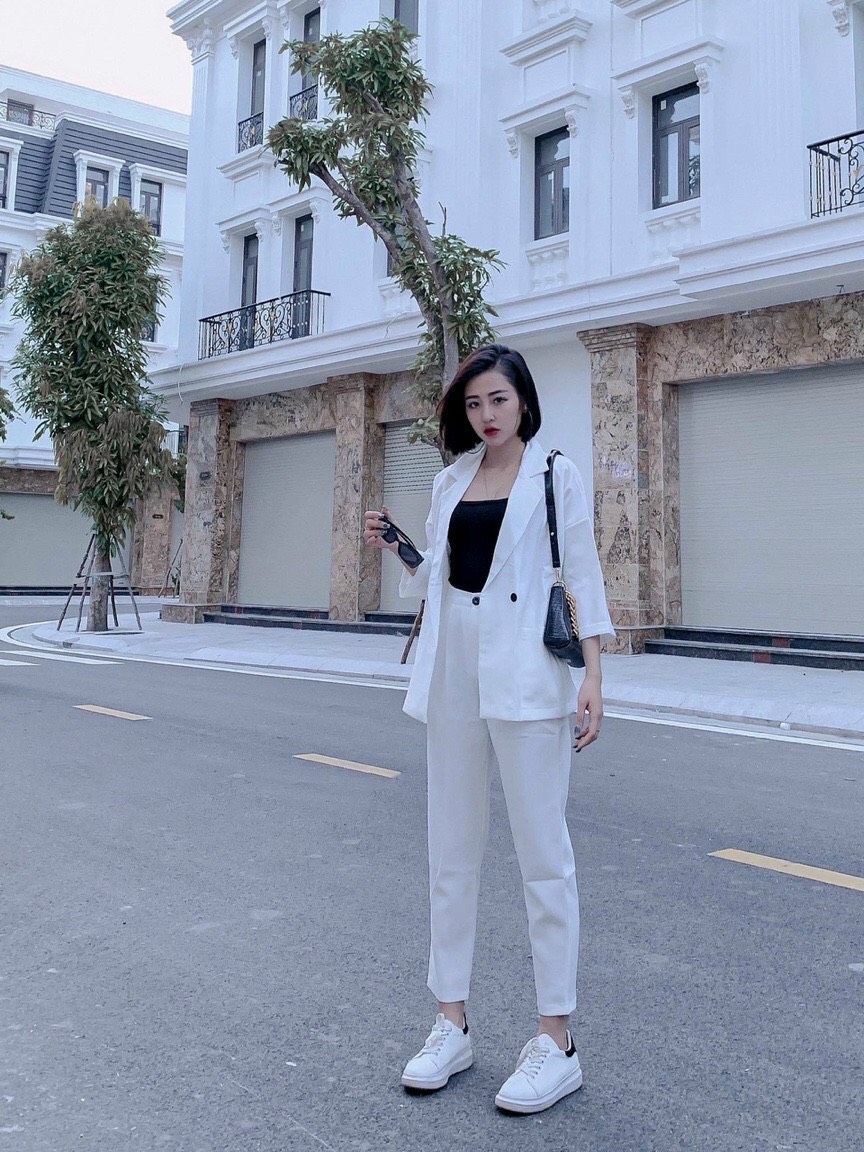 [HCM]SÉT VEST NỮ - SÉT VEST 3 MÓN TAY LỠ ĐEN TRẮNG
