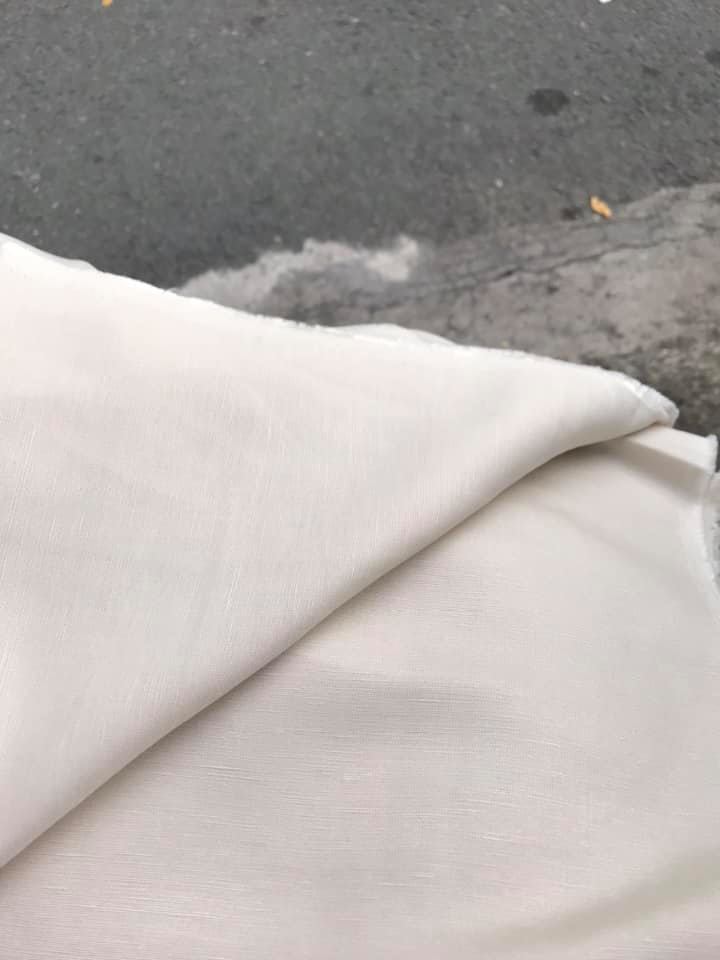 Vải linen ướt màu kem trắng, tôn da