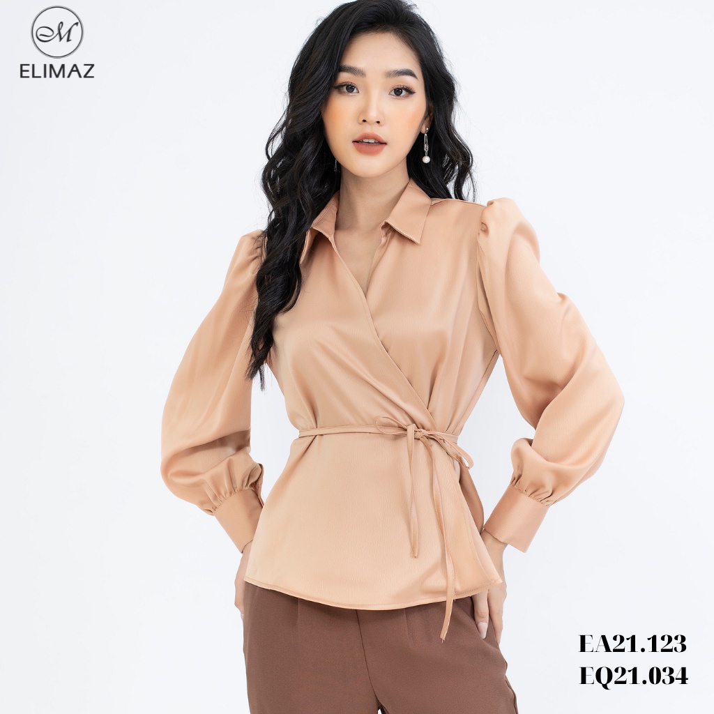 Áo sơ mi nữ công sở Elimaz lụa đắp chéo cổ đức EA21.123