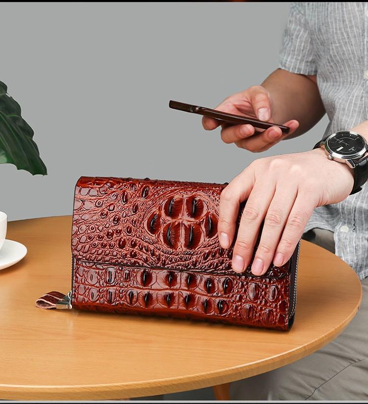 Ví nam cầm tay dập vân cá sấu 690